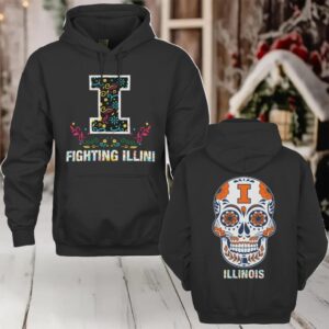 Illinois Fighting Illini Dia De Los Muertos T Shirt College Football Fan Tee