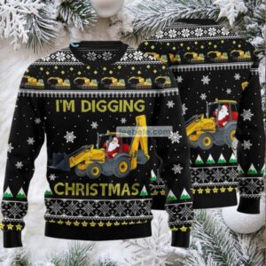 Im Digging Christmas Santa Claus Working Ugly Christmas Sweater Cool