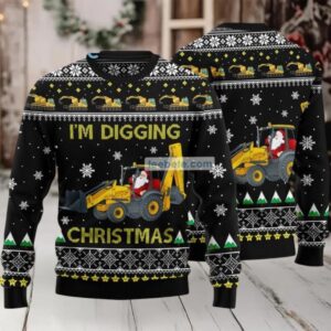 Im Digging Christmas Santa Claus Working Ugly Christmas Sweater Cool