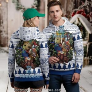 Indianapolis Colts Baby Groot Christmas Wreath Ugly 3D Hoodie Design