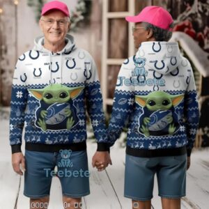 Indianapolis Colts Baby Yoda Football Ugly Christmas 3D Hoodie