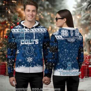 Indianapolis Colts Blue Winter Snowflakes Ugly Christmas 3D Hoodie