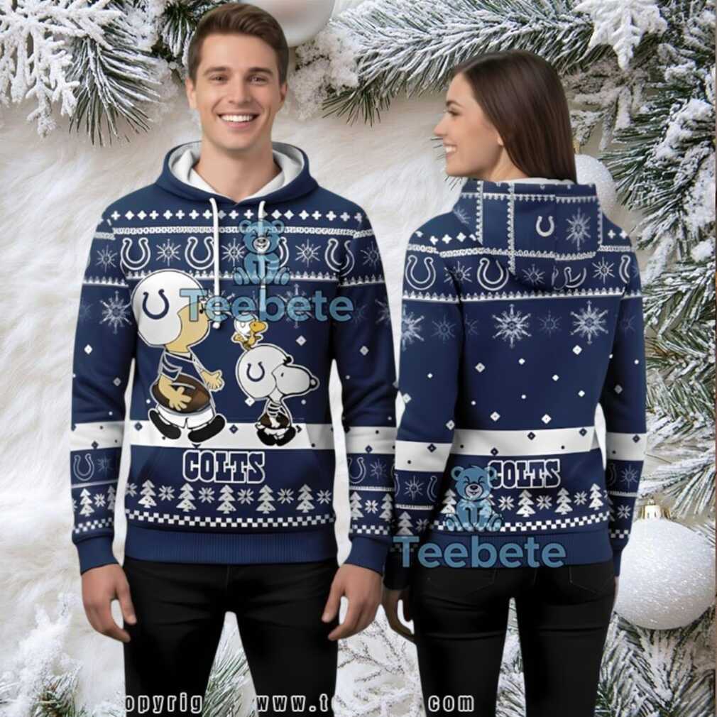Indianapolis Colts Christmas Tree Pattern Snoopy Ugly Christmas 3D Hoodie Indianapolis Colts Christmas Tree Pattern Snoopy Ugly Christmas 3D Hoodie