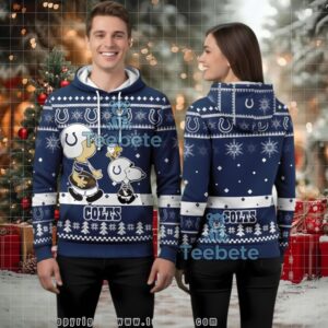 Indianapolis Colts Christmas Tree Pattern Snoopy Ugly Christmas 3D Hoodie