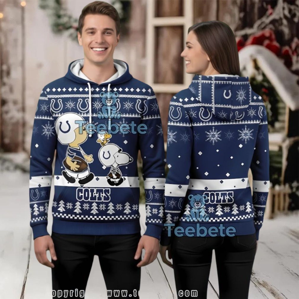 Indianapolis Colts Christmas Tree Pattern Snoopy Ugly Christmas 3D Hoodie Indianapolis Colts Christmas Tree Pattern Snoopy Ugly Christmas 3D Hoodie