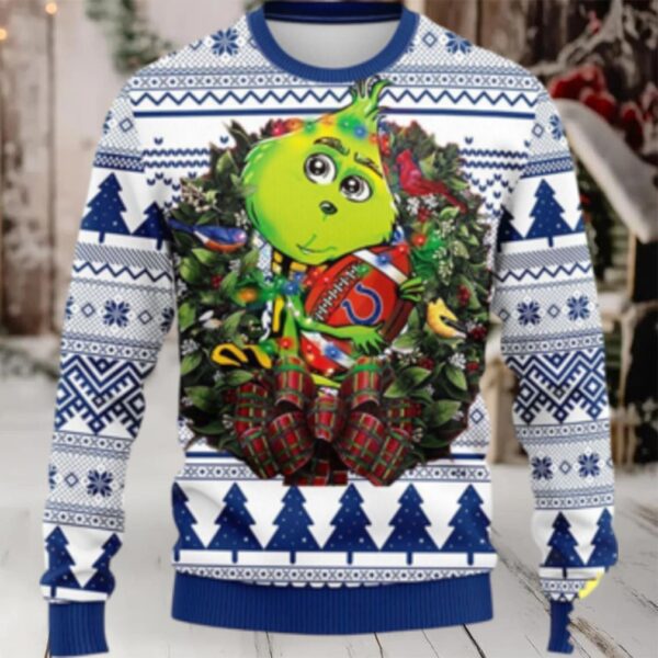 Indianapolis Colts Christmas Ugly Sweater Grinch Hug Xmas Day Show Your Team Spirit
