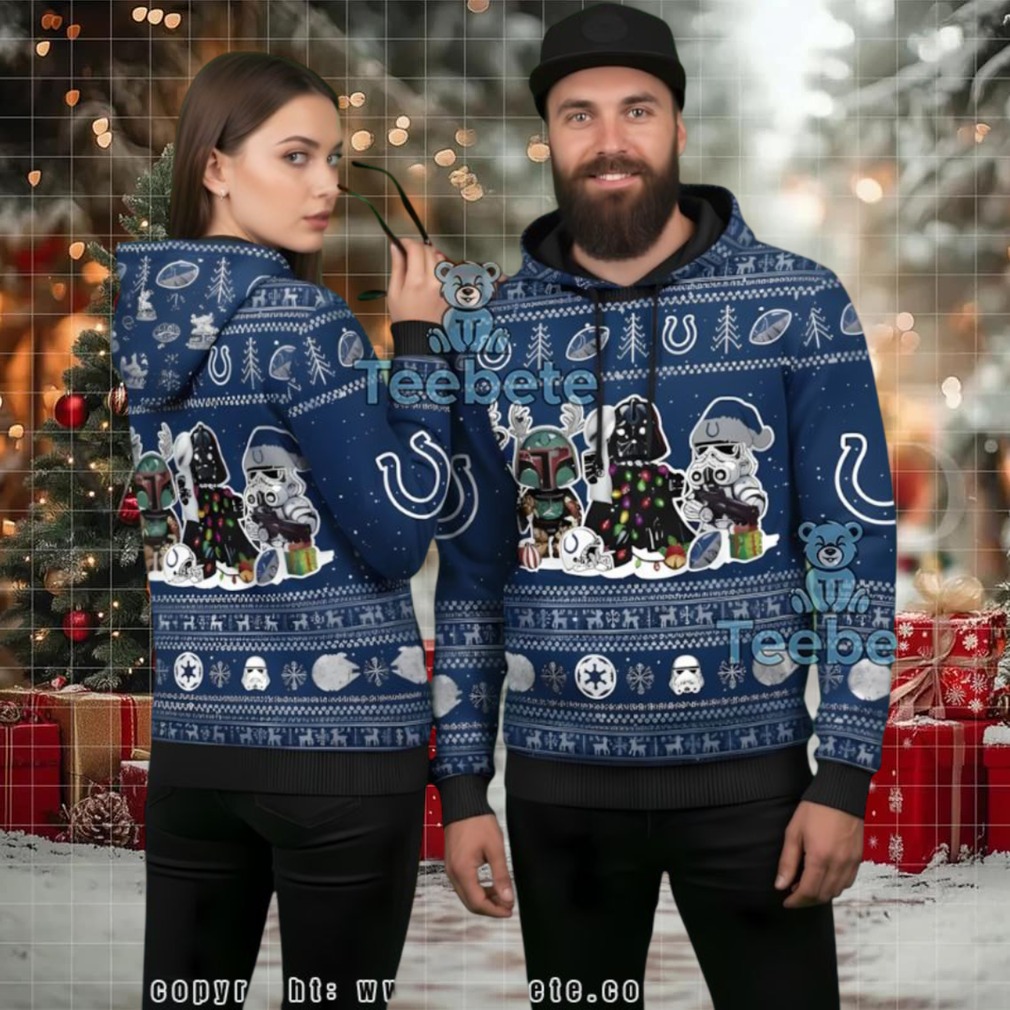 Indianapolis Colts Darth Vader Stormtrooper Ugly Christmas 3D Hoodie Indianapolis Colts Darth Vader Stormtrooper Ugly Christmas 3D Hoodie