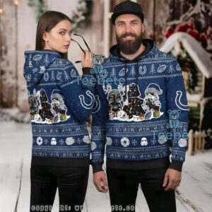 Indianapolis Colts Darth Vader Stormtrooper Ugly Christmas 3D Hoodie