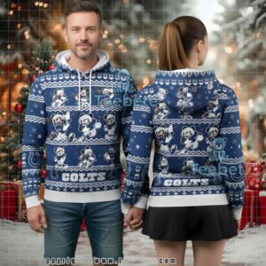Indianapolis Colts Disney Team Blue White Ugly Christmas 3D Hoodie