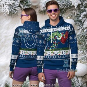 Indianapolis Colts Grinch Christmas Light Ugly 3D Hoodie Festive