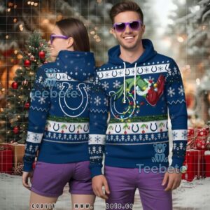 Indianapolis Colts Grinch Christmas Light Ugly 3D Hoodie Festive