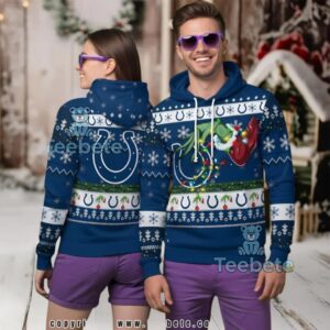 Indianapolis Colts Grinch Christmas Light Ugly 3D Hoodie Festive
