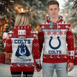 Indianapolis Colts Horseshoe Logo Christmas Deer Ugly 3D Hoodie