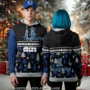 Indianapolis Colts Horseshoe Logo Christmas Tree Ugly 3D Hoodie