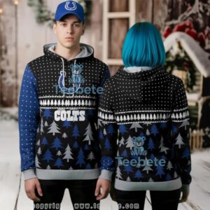 Indianapolis Colts Horseshoe Logo Christmas Tree Ugly 3D Hoodie