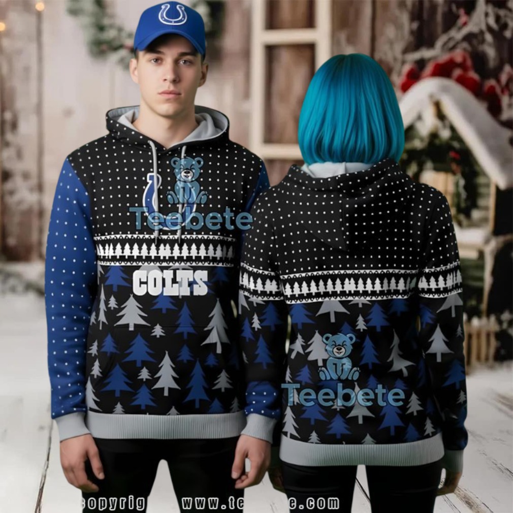 Indianapolis Colts Horseshoe Logo Christmas Tree Ugly 3D Hoodie Indianapolis Colts Horseshoe Logo Christmas Tree Ugly 3D Hoodie