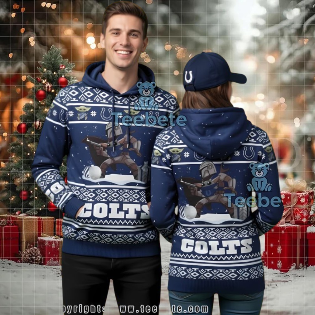 Indianapolis Colts Mandalorian Baby Yoda Ugly Christmas 3D Hoodie Men Indianapolis Colts Mandalorian Baby Yoda Ugly Christmas 3D Hoodie Men