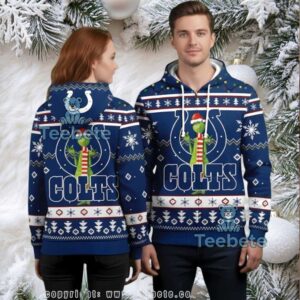 Indianapolis Colts Merry Grinchmas Blue Snowflake Ugly Christmas 3D Hoodie