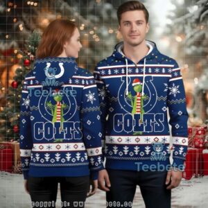 Indianapolis Colts Merry Grinchmas Blue Snowflake Ugly Christmas 3D Hoodie