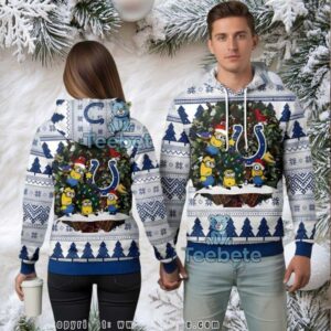 Indianapolis Colts Minions Ugly Christmas 3D Hoodie Holiday Wreath