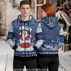 Indianapolis Colts Santa From Chimney Reindeer Ugly Christmas 3D Hoodie