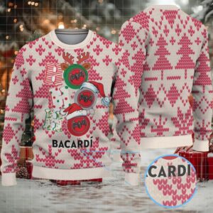 Ivory Cream Knit Hearts & Christmas Tree Bacardi Ugly Christmas Sweater