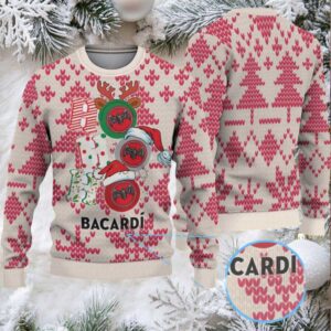 Ivory Cream Knit Hearts & Christmas Tree Bacardi Ugly Christmas Sweater