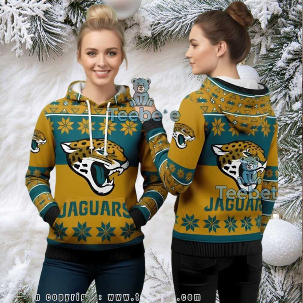 Jacksonville Jaguars Classic Logo Ugly Christmas 3D Hoodie Jacksonville Jaguars Classic Logo Ugly Christmas 3D Hoodie