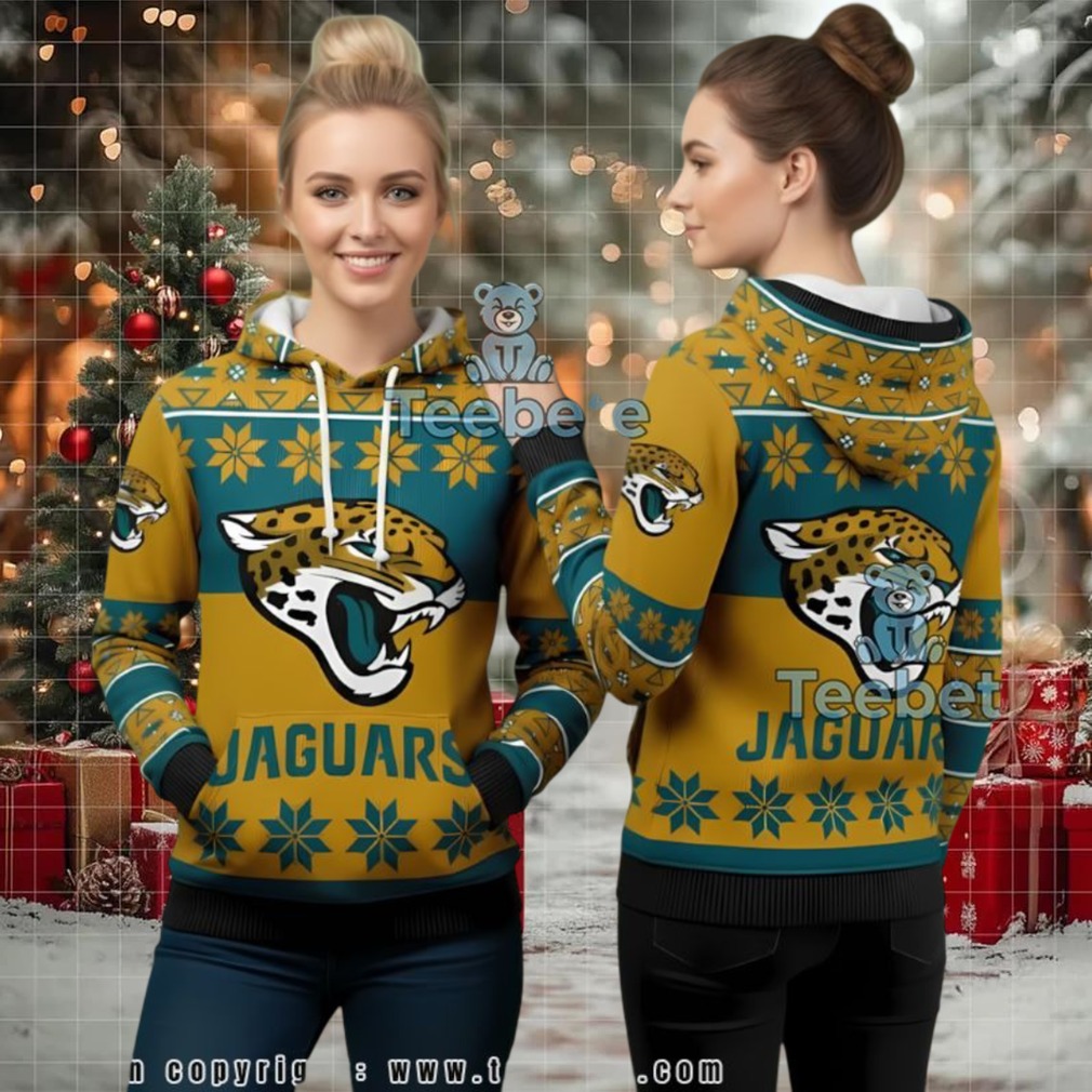 Jacksonville Jaguars Classic Logo Ugly Christmas 3D Hoodie Jacksonville Jaguars Classic Logo Ugly Christmas 3D Hoodie