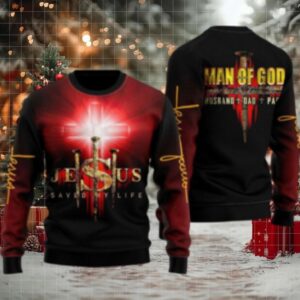 Jesus Man Of God Ugly Christmas Sweater