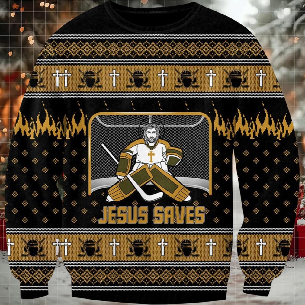 Jesus Saves Hockey Ugly Christmas Sweater