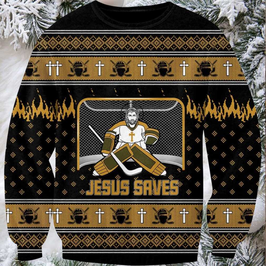 Jesus Saves Hockey Ugly Christmas Sweater