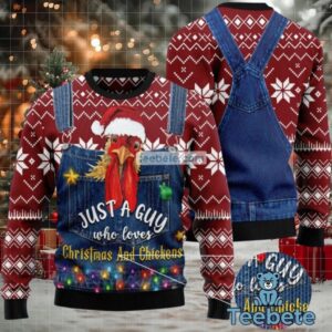 Just A Guy Christmas And Chickens Ugly Christmas Sweater Mens