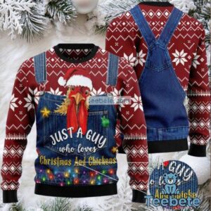 Just A Guy Christmas And Chickens Ugly Christmas Sweater Mens