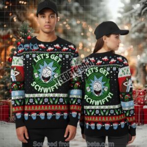 Lets Get Schwifty Rick And Morty Ugly Christmas Sweater Black Best