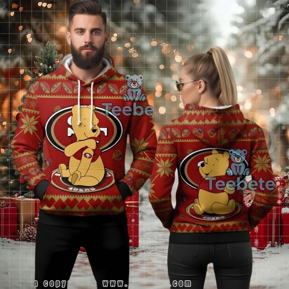 San Francisco 49Ers Winnie The Pooh Christmas Ugly 3D Hoodie San Francisco 49Ers Winnie The Pooh Christmas Ugly 3D Hoodie