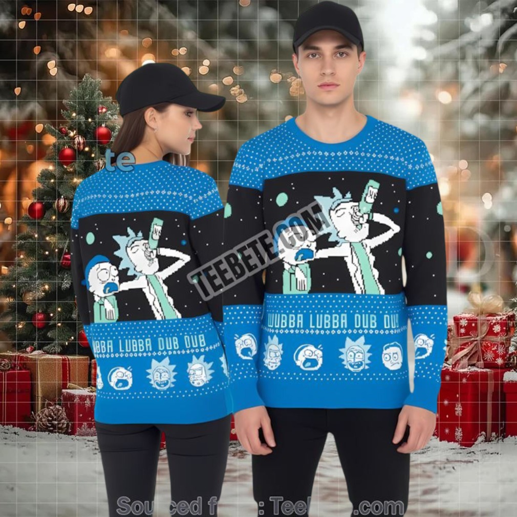 Rick And Morty Wubba Lubba Dub Dub Ugly Christmas Sweater Blue Best Rick And Morty Wubba Lubba Dub Dub Ugly Christmas Sweater Blue Best