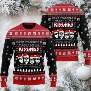 Kiss Band Detroit Santa Merry Christmas Ugly Sweater