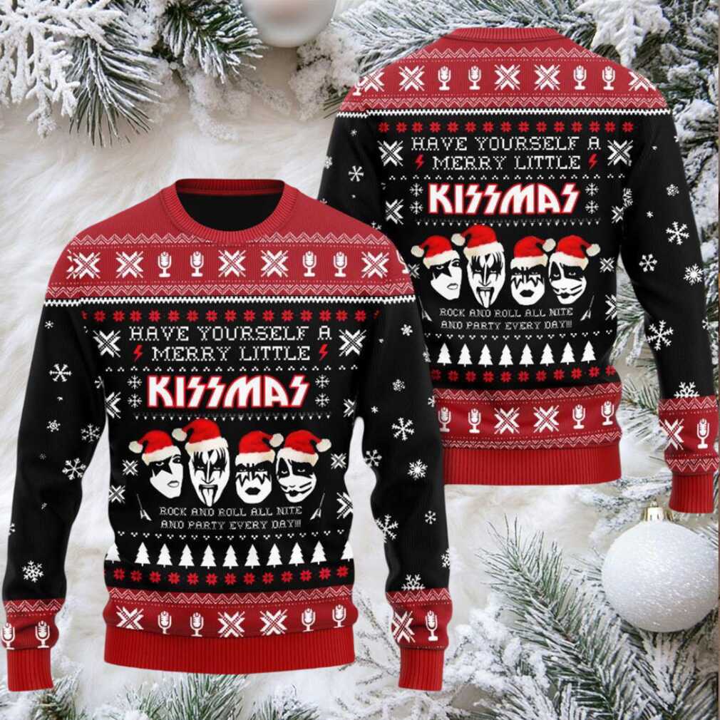 Kiss Band Detroit Santa Merry Christmas Ugly Sweater