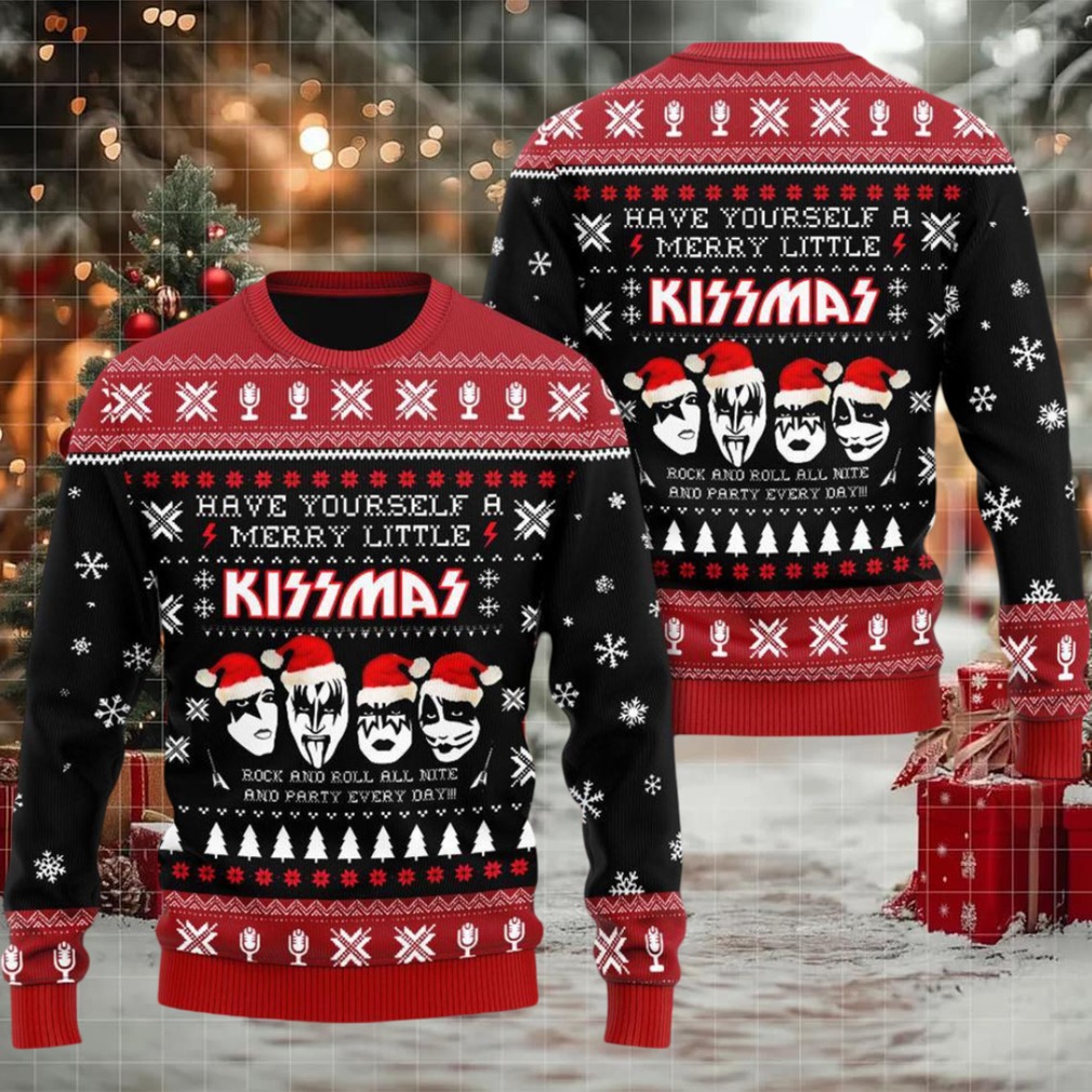 Kiss Band Detroit Santa Merry Christmas Ugly Sweater
