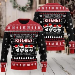 Kiss Band Detroit Santa Merry Christmas Ugly Sweater
