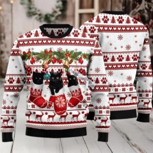 Kittens In Socks Ugly Christmas Sweater White Party