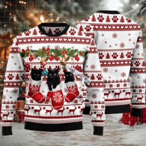 Kittens In Socks Ugly Christmas Sweater White Party