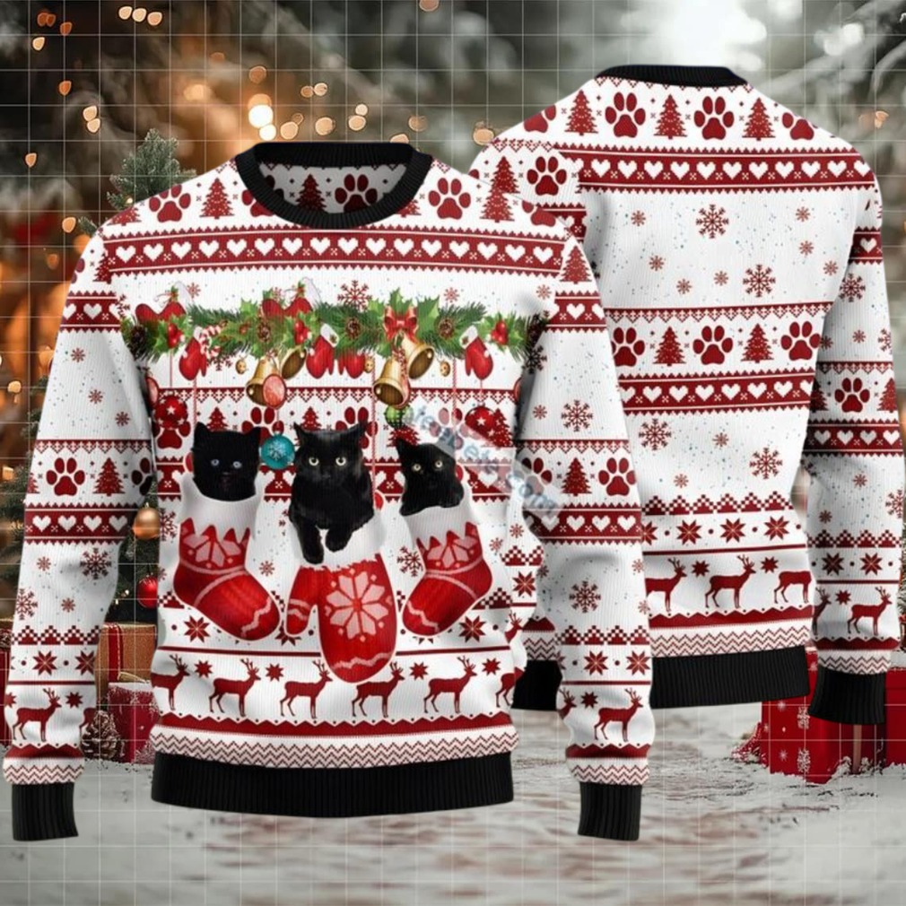 Kittens In Socks Ugly Christmas Sweater White Party