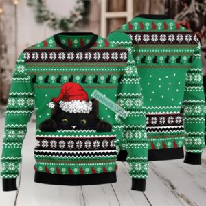 Kittens Playing With Snow Ugly Christmas Sweater Green Plus Size