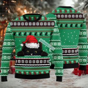 Kittens Playing With Snow Ugly Christmas Sweater Green Plus Size