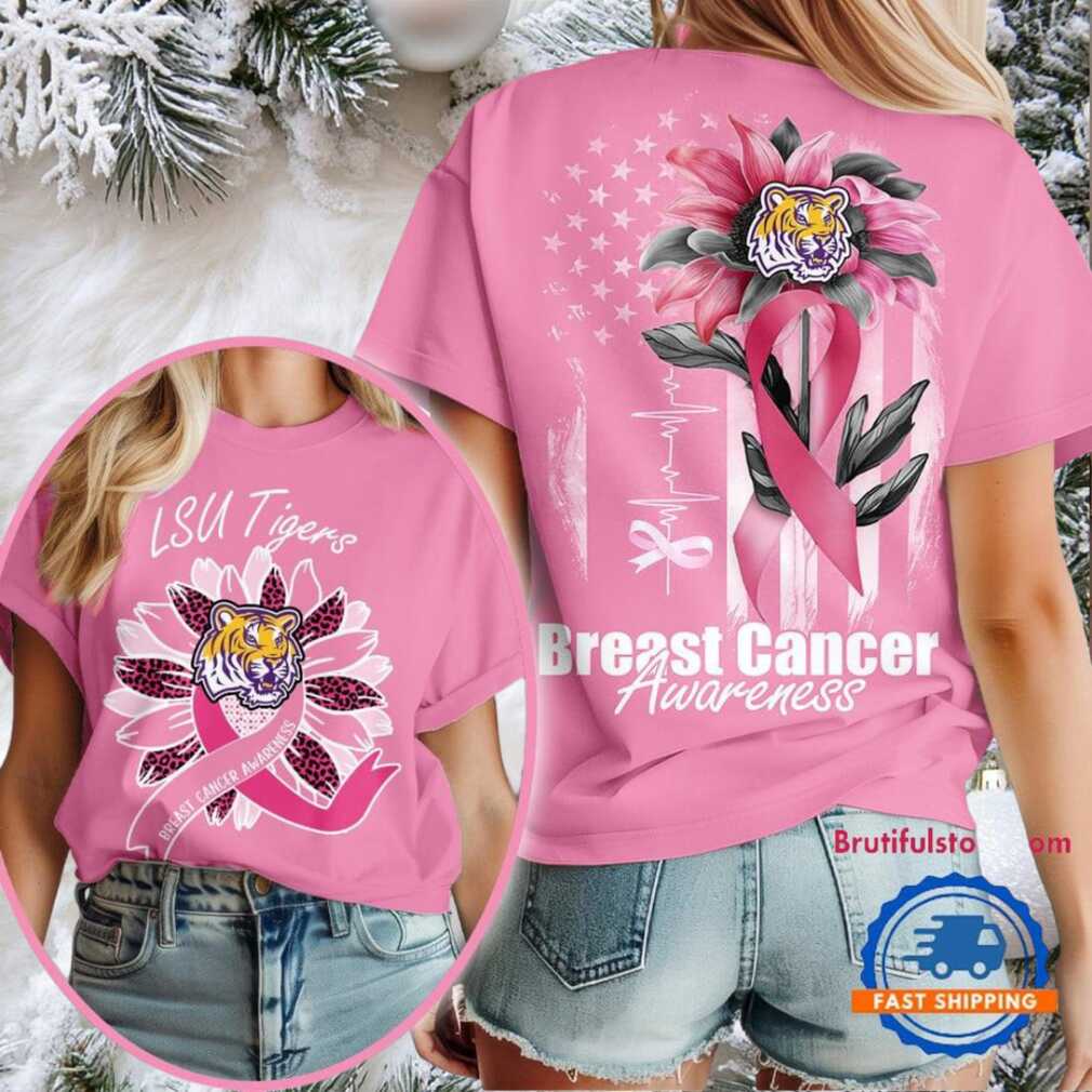 LSU Tigers 2025 NCAA Breast Cancer Sunflowers Unisex 3D Shirt LSU Tigers 2025 NCAA Breast Cancer Sunflowers Unisex 3D Shirt