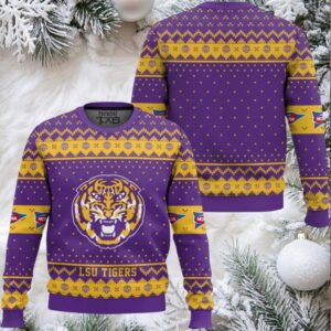 LSU Tigers – Custom Name And Number Ugly Christmas Sweater