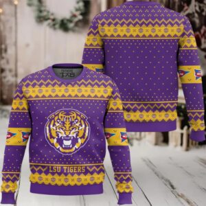 LSU Tigers – Custom Name And Number Ugly Christmas Sweater