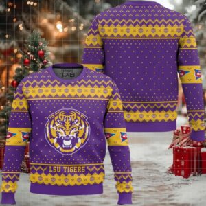 LSU Tigers – Custom Name And Number Ugly Christmas Sweater